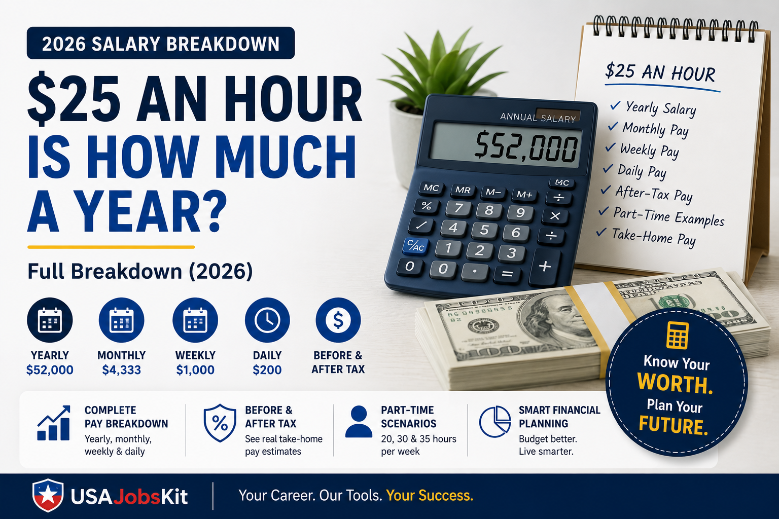$25 an Hour Is How Much a Year? Full Breakdown (2026)
