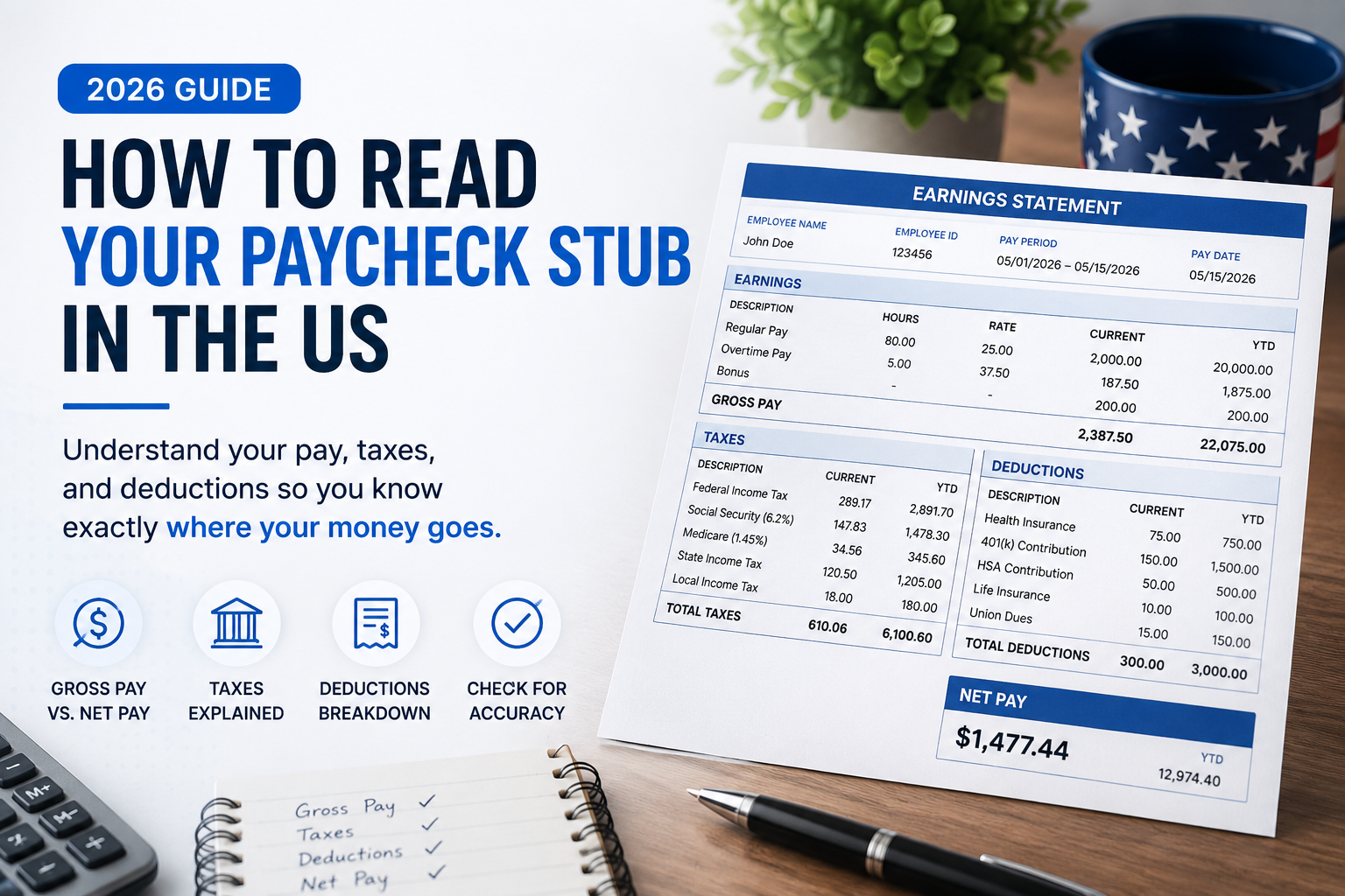 How to Read Your Paycheck Stub in the US (2026 Guide)